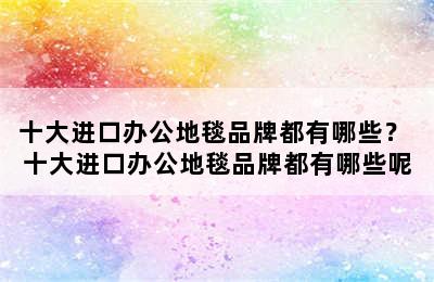 十大进口办公地毯品牌都有哪些？ 十大进口办公地毯品牌都有哪些呢